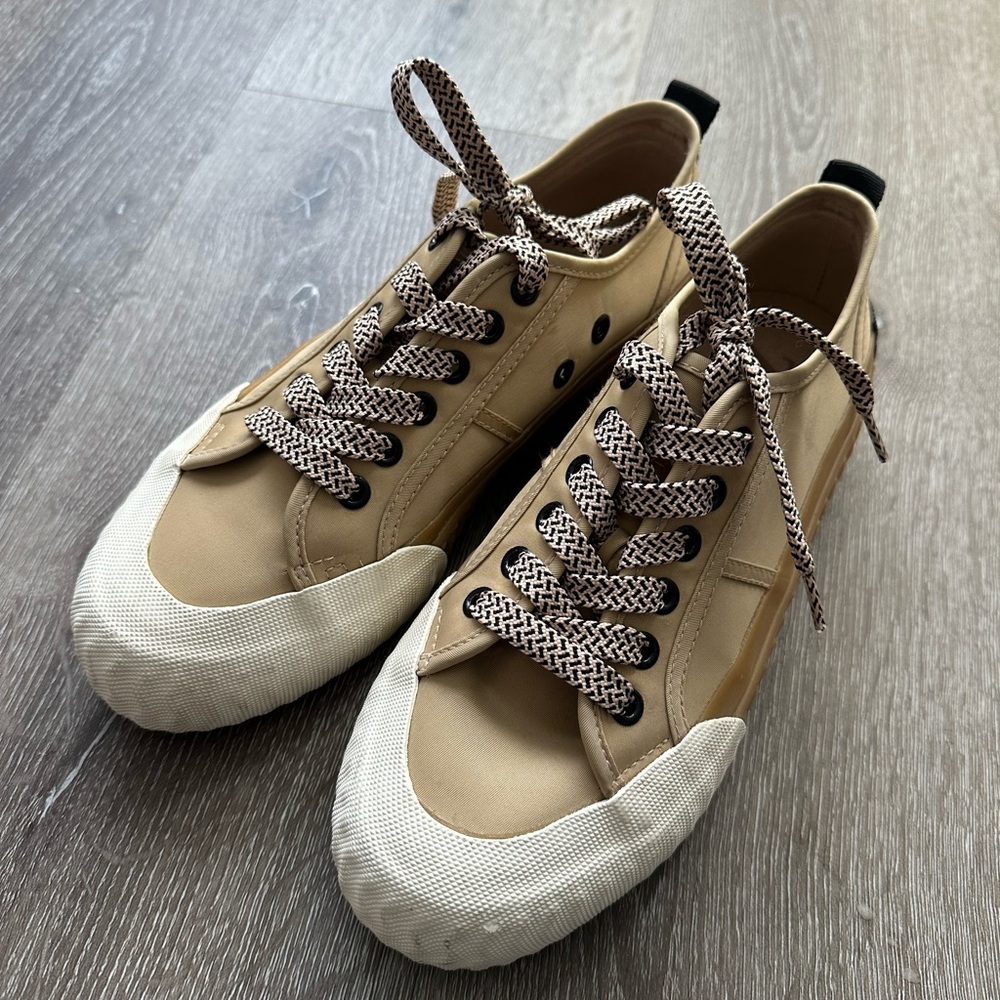 ZARA Beige Platform Sneakers / Chunky Sole Lace-Up Shoes – Size EU 38 / US 7.5